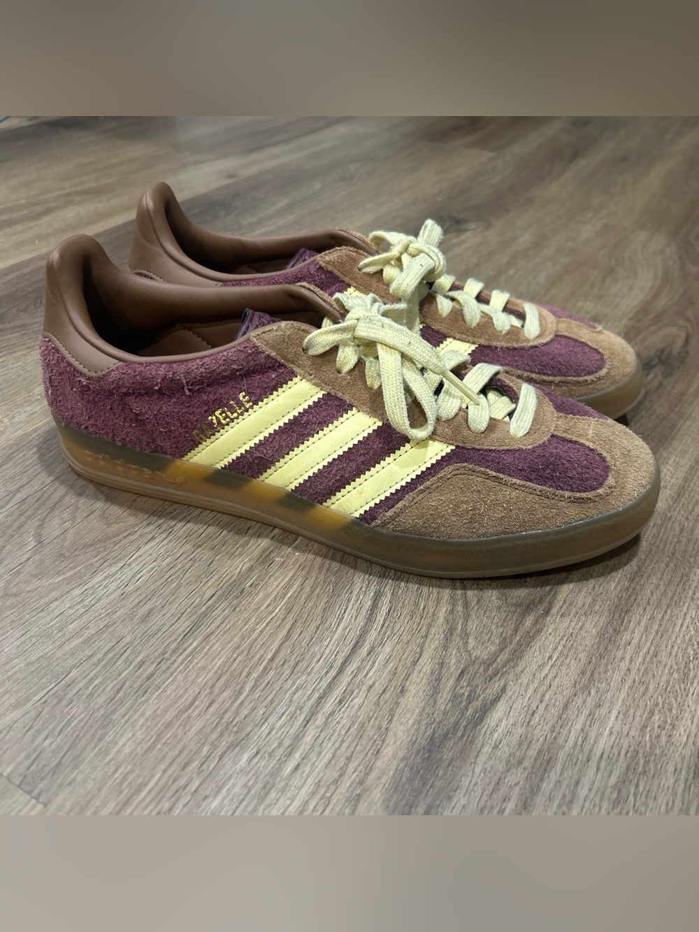 adidas Gazelle Sneakers in Burgundy, Brown & Cream